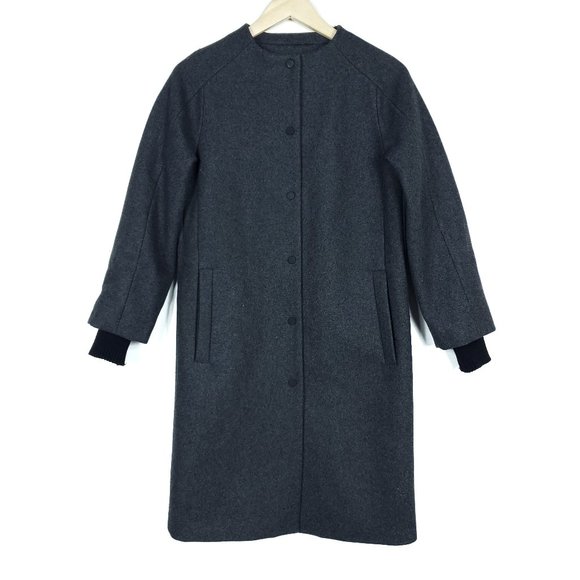 Kate Spade Saturday Womens Coat XS Gray Wool Long Sleeve Sweater Sleeve Jacket